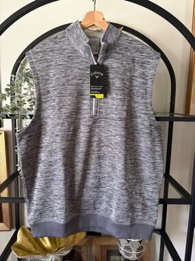 Callaway Weather Series Dual Action Golf Vest XL Gray Heather 1/4 Zip NWT UPF